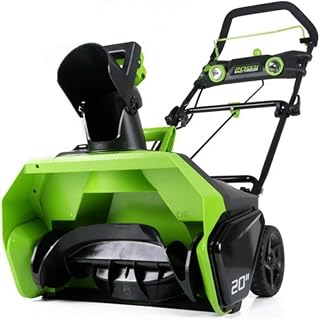 Greenworks 40V 20" Brushless Cordless Snow Blower Thrower, Led Lights&180° Adjustable Chute, 10" Clearing Depth&25ft Throw Distance, Electric Snow Removal Tool for Driveway Sidewalk Patio (Tool Only)