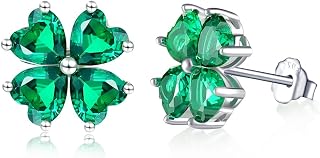 Elegant Lucky Women's Earrings, Hypoallergenic, Birthday, Popular, Four Leaf Clover, Birthstone, 925 Sterling Silver, Studs, Valentine's Day Gift, Luxury Jewelry for Women and Girls
