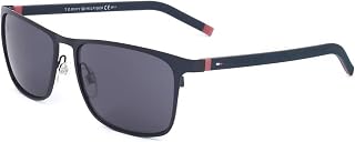 Tommy Hilfiger TH 1716/S Rectangular Sunglasses, Blue Red/Gray, 57mm, 16mm, Blue Red/Gray, 57mm, 16mm