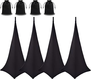 4 Pack Speaker Stand Cover Tripod Scrim, DJ Speaker Stand Scrim Tripod Cover with 360 Degree Coverage (Black-Four Pack)