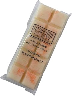 White Patchouli Wax Melts | Highly Scented | Eco Soy Wax, Vegan and Cruelty Free | Handmade Snap Bar | Perfume Style Rose, Jasmine & Ambrette Seed Scent | 50g for Tealight & Electric Burners, UK