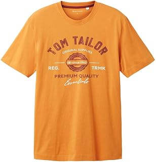 TOM TAILOR Men's Cotton T-Shirt with Logo Print