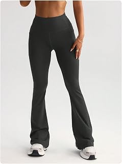 Women Yoga Pants High Waist Peach No Camel Toe Flared Gym Leggings with Pockets for Spring Summer Workout