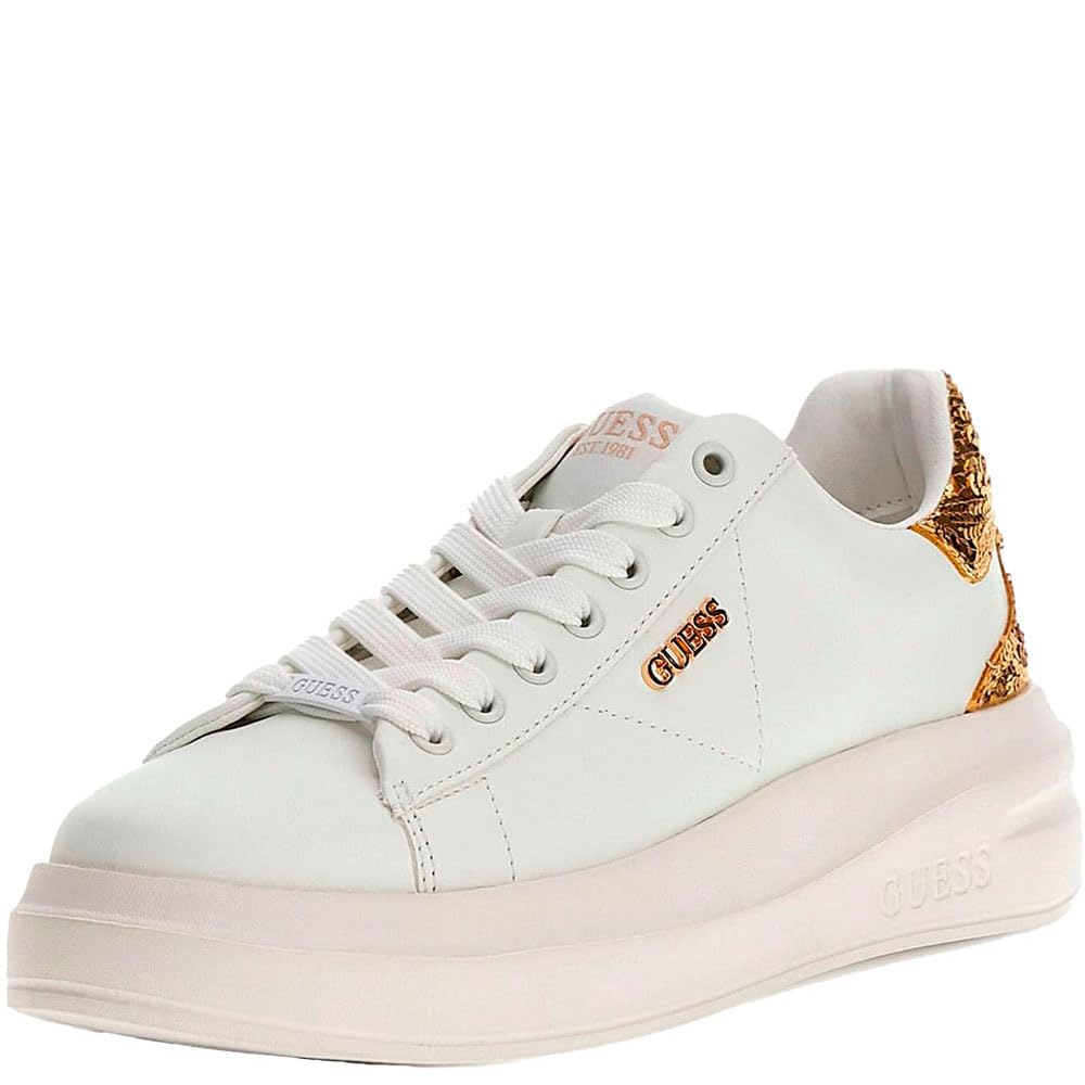 Guess Elbina Women's White Leather Casual Low Sneakers