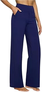 Women Yoga Pants Wide Leg Dress Pants with Pockets High Waist Stretch Casual Sweatpants Straight Leg Pants