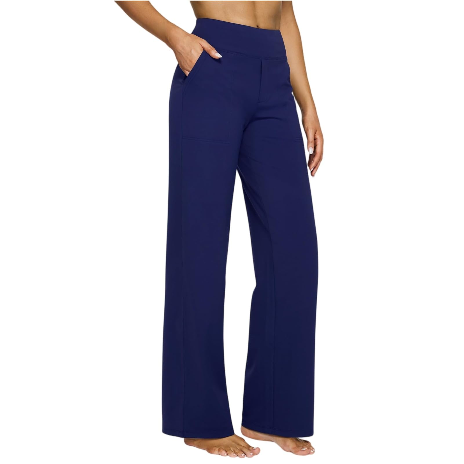 Women Yoga Pants Wide Leg Dress Pants with Pockets High Waist Stretch Casual Swe