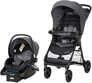 Safety 1st Smooth Ride Travel System Stroller and OnBoard FLX Infant Car Seat, Newborn to Toddler Baby Combo, Easy-Install, Large Canopy, Ample Storage, Foldable, Rear-Facing 4-30 lbs, Monument