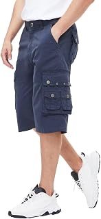 BEST SOUTH Men's Long Cargo Shorts Below Knee 13 Inches Cotton Relaxed Fit