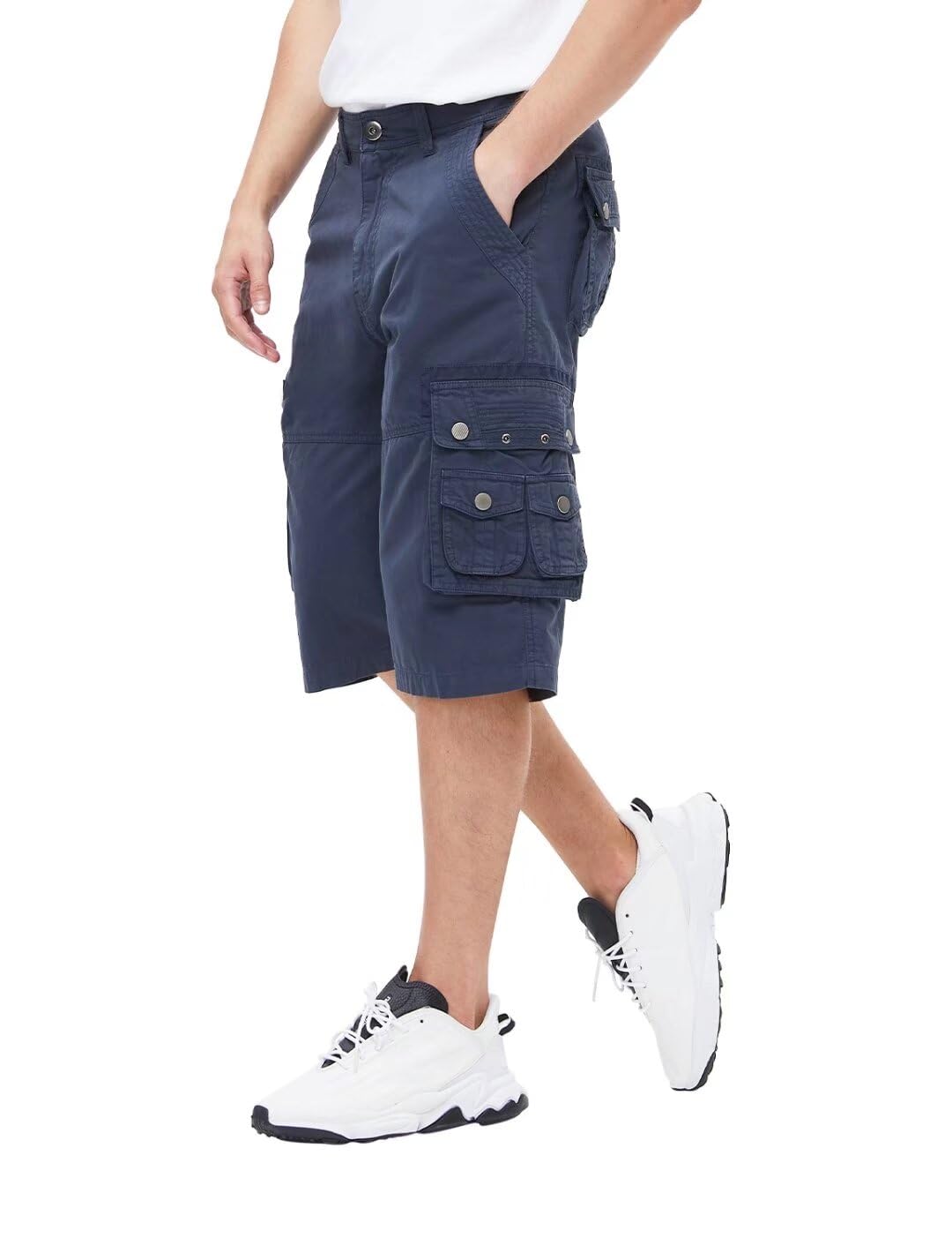 BEST SOUTH Men's Long Cargo Shorts Below Knee 13 Inches Cotton Relaxed Fit