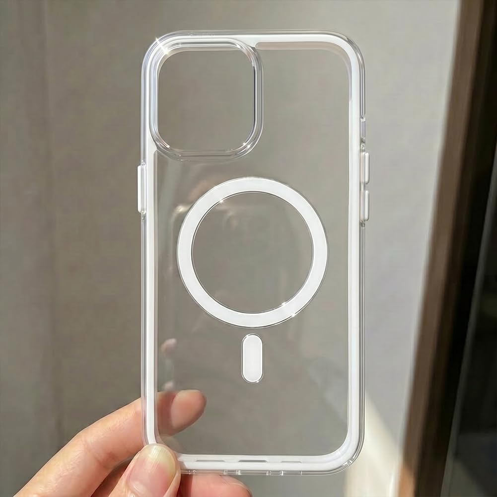 1 x Magnetic Clear Acrylic Case for iPhone 16 Plus, White