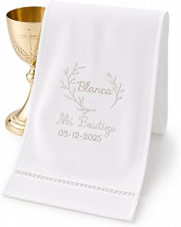 Personalised Embroidered Christening Scarf with Name, Colour and Date – Christening Towel – Personalised Gift