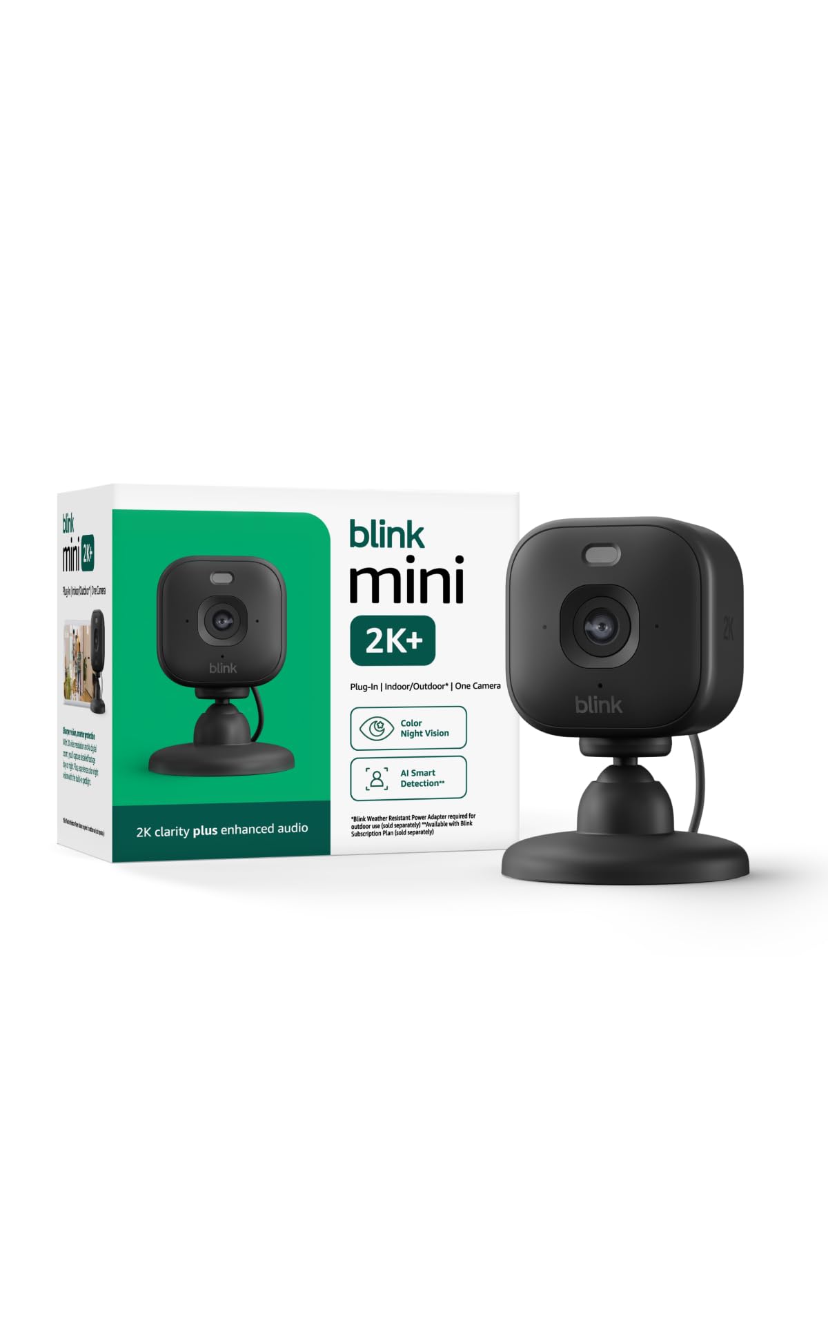 Blink Mini 2K+ (newest model) – Plug-in Home & Pet Indoor Security Camera with 2