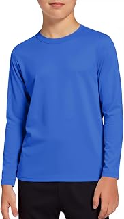 Haloumoning Boys Long Sleeve Sports T-Shirt Dry Fit UPF 50+ Neon 5-14 Years