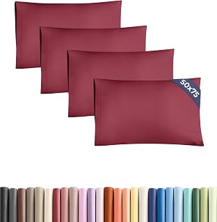 Pillowcases 4 Pack Standard 50x75 - Microfibre Envelope Closure - Burgundy