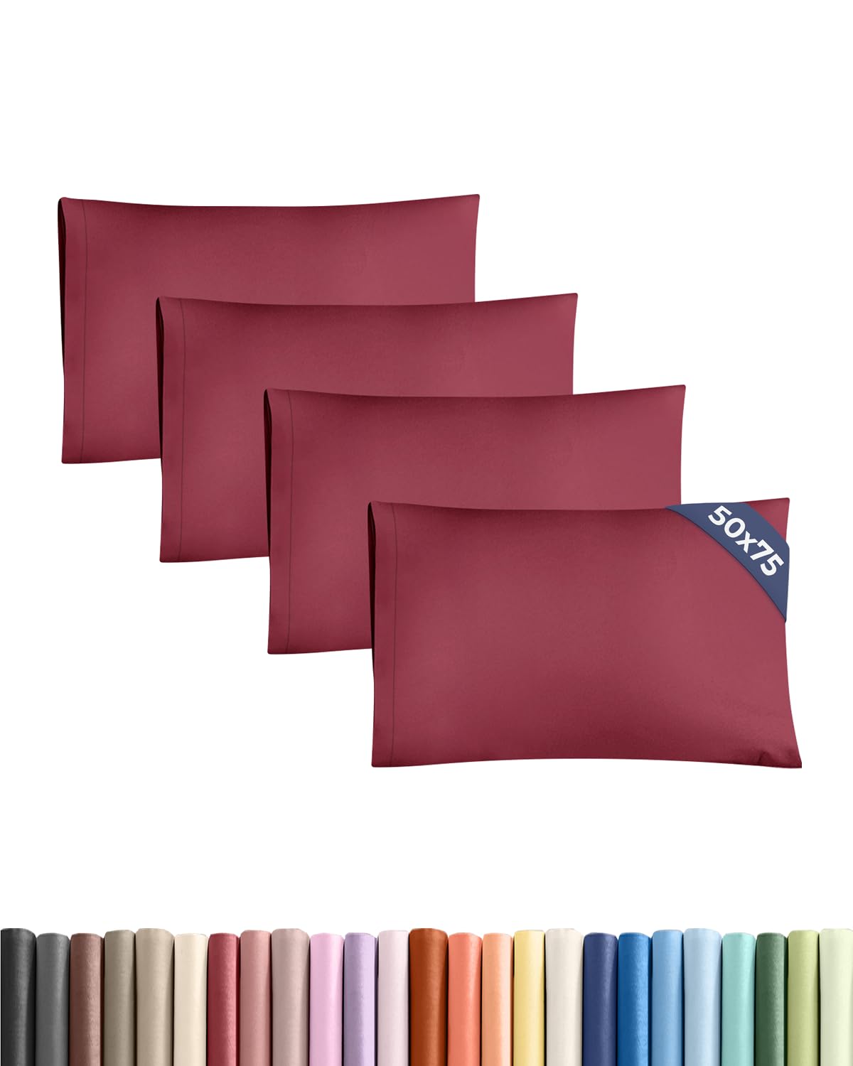 Pillowcases 4 Pack Standard 50x75 - Microfibre Envelope Closure - Burgundy