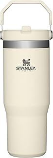 STANLEY IceFlow Flip Straw Tumbler with Handle 30 oz | Twist On Lid and Flip Up Straw | Leak Resistant Water Bottle | Insulated Stainless Steel |BPA-Free | Cream
