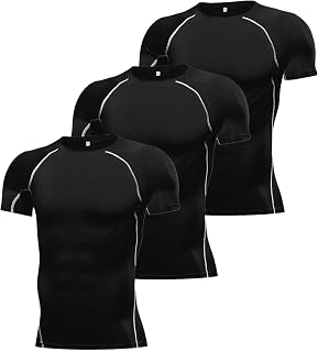 1/2/3 Pack Men's Compression Shirts Short Sleeve Athletic Compression Tops Cool Dry Undershirt Baselayer Gym Workout T-Shirt