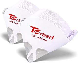 Terberl 100 Pack 100 Micron Paint Cones Paint Strainers,Heavyweight Paper | Disposable Paint Filter,Fine Nylon Mesh,19cm Opening diameter,For Automotive/Spray Guns/Arts,Removes Paint Clumps Solids