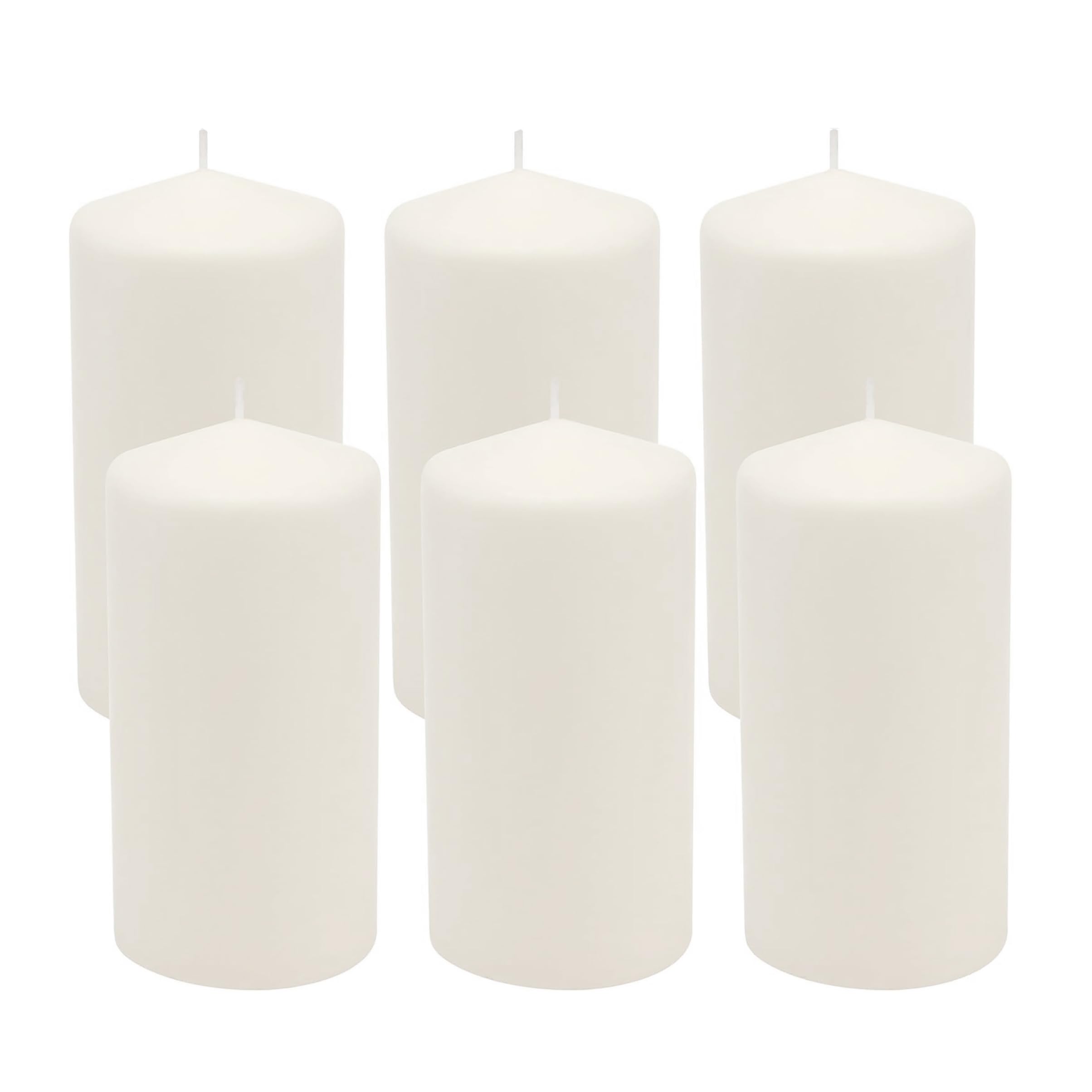 Stonebriar Unscented White Tall Pillar Candles, 65 Hour Burning Candle Pillars, 
