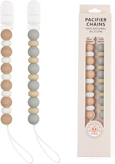 Pacifier Clips, 2PCS Silicone Soother Clips, BPA Free Pacifier Clip Pacifier Holder for Newborn Baby Boy Girl Gifts (C-Grey)