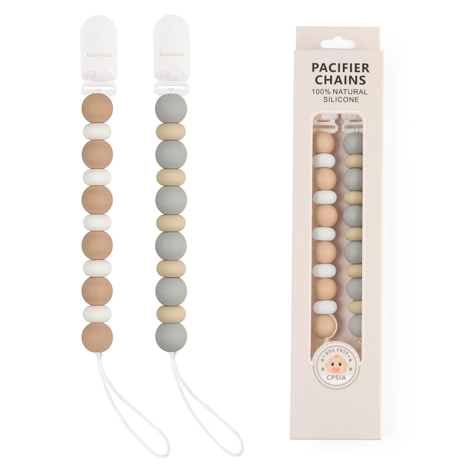 Pacifier Clips, 2PCS Silicone Soother Clips, BPA Free Pacifier Clip Pacifier Hol