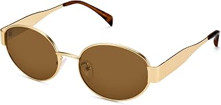 Retro Oval Sunglasses for Women Men - Trendy Gold Sun Glasses - Fashion Metal Frame Shades