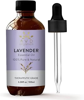 AVD Organics Lavender Essential Oils 100ml | 100% Pure & Natural Lavender Oil Skin | Massage, Aromatherapy, Diffuser, Laundry & Meditation | 3.38 fl. oz