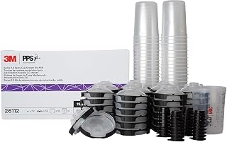 3M PPS 2.0 Spray Gun Cup Lids and Liners Kit, 26112, 13.5 oz, Midi | 200-micron Filter; 50 Disposable Lids and Liners; 1 Paint Cup, 32 Sealing Plugs; Use w/ Paint Gun for Cars, Furniture, Home