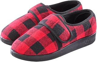 Silverts Men's Adjustable Wide Fit Slippers, Easy Closure Non-Slip