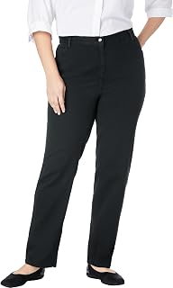 Woman Within Perfect Back-Elastic Gap-Free Straight-Leg Cotton Jeans