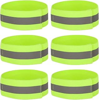6PCS High Visibility Armbands, Elasticated Ankle Bands Hi Vis Reflective Running Armbands Wristbands Slap Armbands Reflector Strips Safety Bands For Running Walking Cycling Jogging Nigh Outdoor Safety