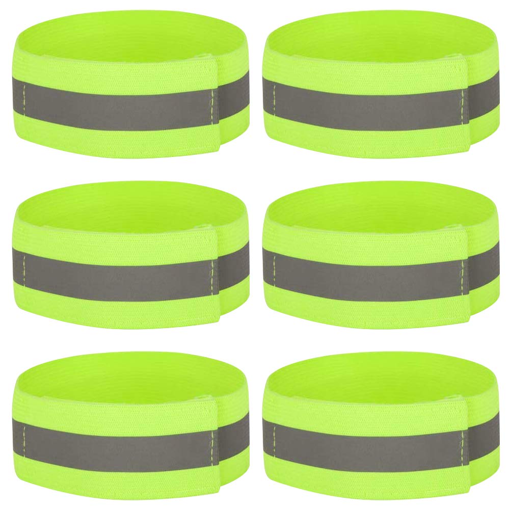 6PCS High Visibility Armbands, Elasticated Ankle Bands Hi Vis Reflective Running