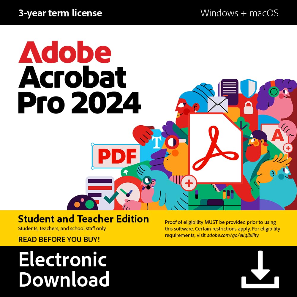 Adobe Acrobat Pro 2024 | Student & Teacher |PDF Software | Convert, Edit, E-Sign