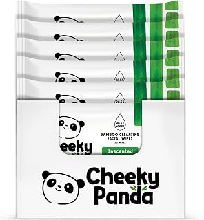 The Cheeky Panda Bamboo Make-Up Wipes | Unscented | 150 Facial Cleansing Wipes (25 x 6 Pack) | Biodegradable | Super Gentle & Sustainable | Wet Wipes for Makeup Removal