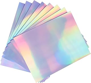 50 Sheets Holographic Sticker Paper for Inkjet & Laser Printer- 8.5x11 inch | Printable Vinyl Sticker Paper Self- Adhesive Waterproof Dries Quickly - Rainbow