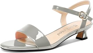 Saekcted Women Kitten Low Heel Open Toe Strappy Ankle Sandals Slingback Buckle Dress Shoes Casual Party Summer 3CM Heels