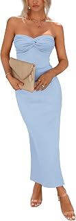 PRETTYGARDEN Womens Summer Strapless Bodycon Tube Maxi Dress