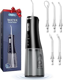 Onlyone Water Flosser with Adjustable Water Pressure for Daily Oral Care | Rechargeable Portable Oral Irrigator for Orthodontic & Sensitive Gums, Cordless for Home and Travel Use,300ML Larger Tank