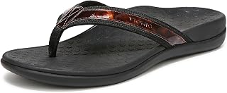 Vionic Women's Tide II Toe Post Sandal - Ladies Flip Flop Hidden Orthotic Arch Support, Black Tortoise, 26 cm