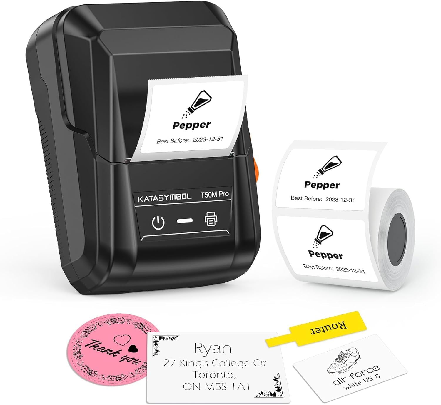 SUPVAN T50M Pro Bluetooth Label Maker Machine with Tape, Black | Wide Waterproof