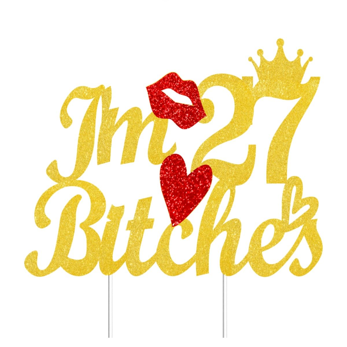 Happy 27th Birthday Cake Topper Gold Glitter Toast 27th Birthday Decorations 27t