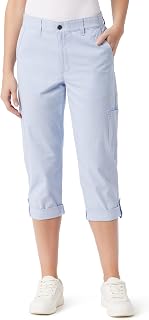 Gloria Vanderbilt Cargo Capri Tab Roll Cuff with Zip Front And Elastic Waist Standard Pantaloni Donna