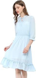 Allegra K, Women's Casual 3/4 Sleeve Chiffon Summer Boho Wedding Guest Dress