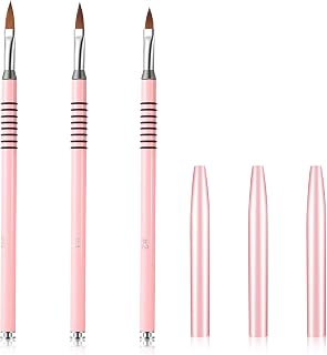 3Pcs 3d Kolinsky Nail Art Brush Acrylic Flower Nail Brush Kolinsky Set Size #2#4#6 3D Acrylics Brushes for Nails with Non Silp Pink Handle