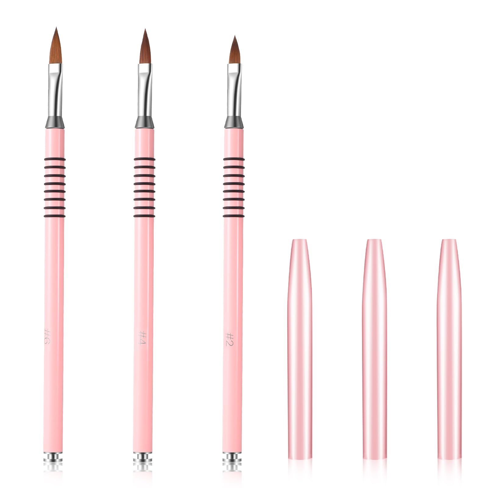 3Pcs 3d Kolinsky Nail Art Brush Acrylic Flower Nail Brush Kolinsky Set Size #2#4
