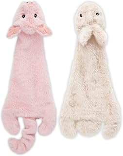 2-in-1 Stuffless Squeaky Dog Toys with Soft, Durable Fabric for Small, Medium, and Large Pets by Best Pet Supplies - No Stuffing for Indoor Play, Hare, Pig, size L