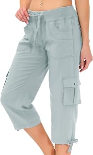 MoFiz Women's Capris with Pockets Loose Fit Casual Capris Pants Capris Pants Elegant Lightweight Loose Hiking
