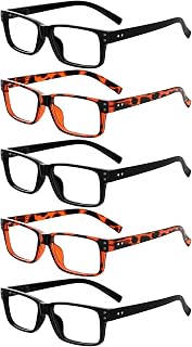 eyekepper 5 Pairs of Reading Glasses for Women Men Plastic Frame Spring Hinges