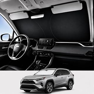 Proadsy Custom Fit 2019-2026 Toyota RAV4 Windshield Sun Shade, Blocks Heat | 240T Heat Shield, Drops Temp 54°F, Blocks 99% UV, Prevents Dashboard Cracking, Summer Parking &amp; Beach Trips, Easy Twist-Fold
