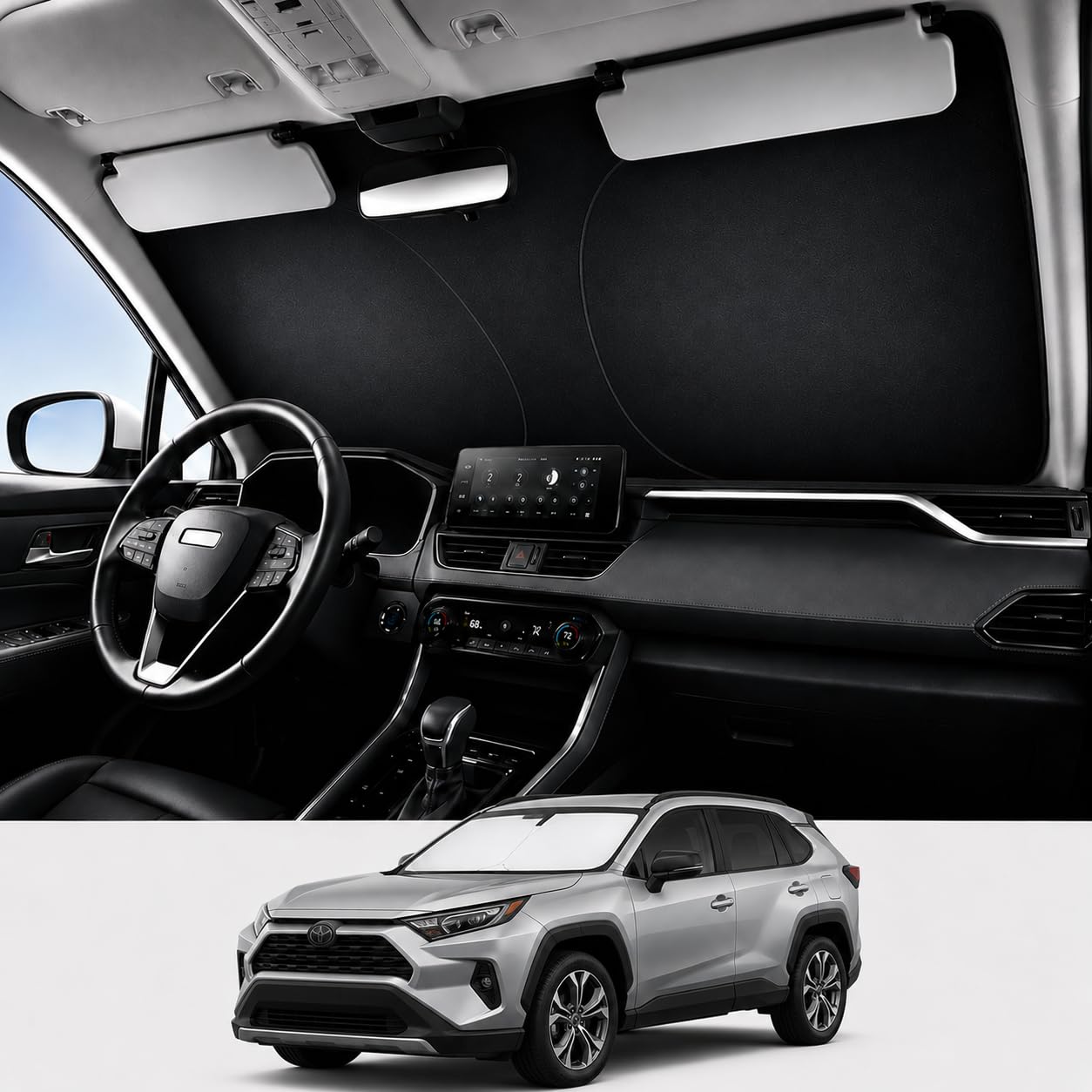 Proadsy Custom Fit 2019-2026 Toyota RAV4 Windshield Sun Shade, Blocks Heat | 240